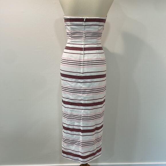 C/MEO Collective Striped Ruffle Strapless MIDI Dress size Medium - Picture 6 of 8